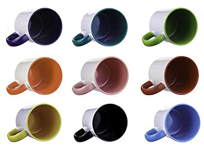 Sublimation Mugs 11oz Coloured Inner Rim Handle Coffee Mug for Heat Transfer Press Printing (Pack of 36) (Red)