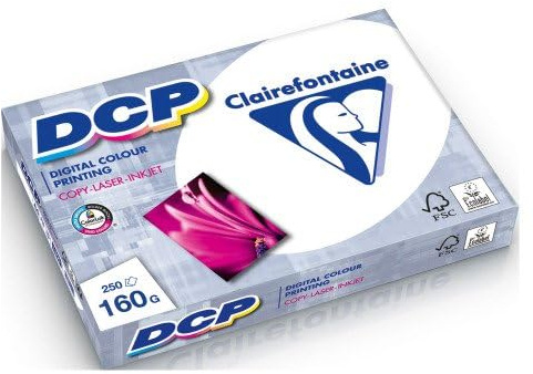 Clairefontaine Multifunktionspapper DCP, A4, 160 g/m², vitt (250 ark), du får 1 förpackning med 250 ark