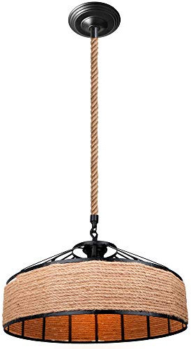 PETITES ECREVISSES Hängeleuchte Industrielle Vintage Pendelleuchte Retro E27 Kreativer Hanfseil Kronleuchter Esstisch Küche Wohnzimmer (Schwarz-40cm)