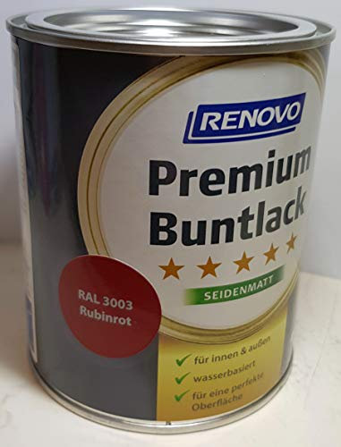 0.75 Liter RENOVO Premium Buntlack seidenmatt, RAL 3003 Rubinrot