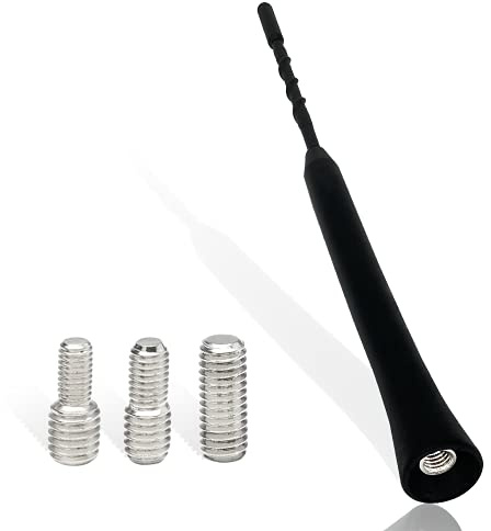 Vecys Universelle Autoantenne 24cm Autoantennenstange Dachantenne Autoantenne FM AM Ersatzantenne mit 3 Adaptern (M4, M5, M6) Kurzstange zum Einstellen Radios DAB DAB + Autoadapter Schwarz