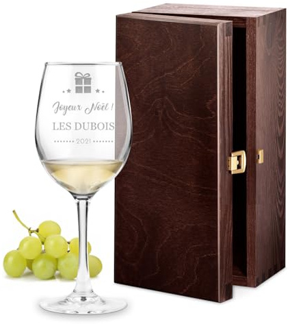 Maverton Verre à Vin en Cristal, Verrerie gravée de 350 ml | Verre Personnalisé pour Noël, Vin Rouge et Blanc, Cadeaux pour vos proches, Cadeau personnalisé, Verres en cristal, Cadeau