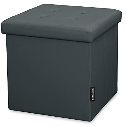 HAPPERS Pouf Sgabello Pieghevole con Contenitore di 40 Litri Carico di 100 kg Grigio 38x38x38