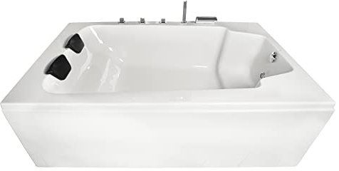 Basera® Badewanne XXL Milos 190 x 120 cm für 2 Personen mit Wasserfall, LED-Ambiente und Kopfstützen