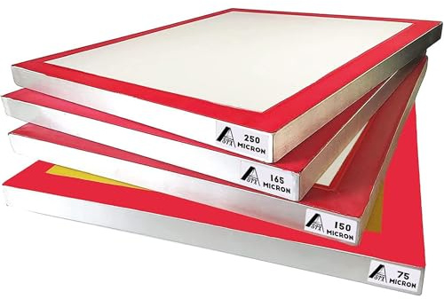 ALSIX 30,5 x 40,6 cm, lot de 4, 4 tailles de maille – Maille en nylon de 60, 90, 110, 200, équivalent au micron 250, 165, 150, 75, cadre de sérigraphie en aluminium