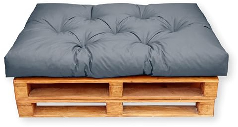 4L Textil Palettenkissen waschbar Palettenauflagen Outdoor Europaletten Sitzkissen Rückenlehne Seitenkissen wetterfest (Sitzkissen 120x40 cm, Dunkelgrau Uv-beständig)