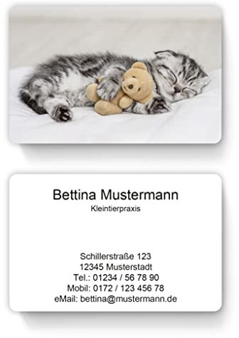 100 laminierte Visitenkarten bedruckt mit Ihrem Foto Bildmotiv inkl. Kartenspender