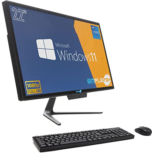 SIMPLETEK - AIO PC All-in-One i5 22 Full HD - Windows 11 Pro, 16 GB RAM, 240 GB SSD - Computer Fisso Desktop per Ufficio e Casa