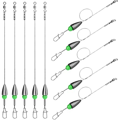 THKFISH Vorfächer Angeln mit Haken Carolina Rigs Pre Rigged Carolina Ready Rigs Vorfachtakelung Angelgewichte 5g.7g,10g,14g,21g MIX-10pcs(2 pro Größe)
