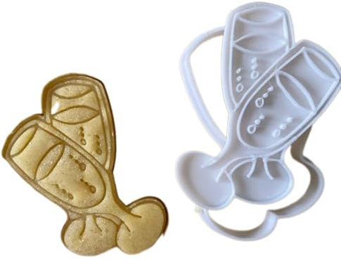 Tagliabiscotti.it - Calici Incrociati - Matrimonio - Fidanzamento - Sposi - Cookies Cutter - Formina per Biscotti e PDZ - Stampo + Cutter - Dimensione: 8cm