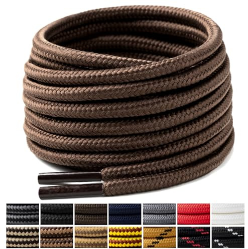 Handshop 2 Pares de Cordones Redondos para Botas 4 MM Athletic Cordones de Zapato de Repuesto 120-180cm Cordones para Correr Deporte Caminar