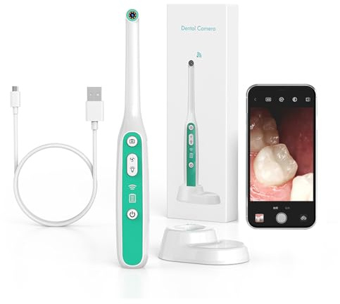 DIKHEE Kabelloses Oral-Endoskop, WLAN, 8 verstellbare LED-Leuchten, Oralkamera, Video-Tierzahninspektion, Intraorale Kamera kompatibel mit Android und iPhone, für Einzelpersonen und Haustiere
