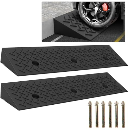 2 Pcs 3.9 Height Rubber Curb Ramp Threshold Ramps,3.9 H 38.5 L 9.5 W.Heavy Loading 3 Tons(6600 LB) Capacity,Car Slope for Driveway Dock Bike Vehicle Warehouse Motorcycle (3.9 H)