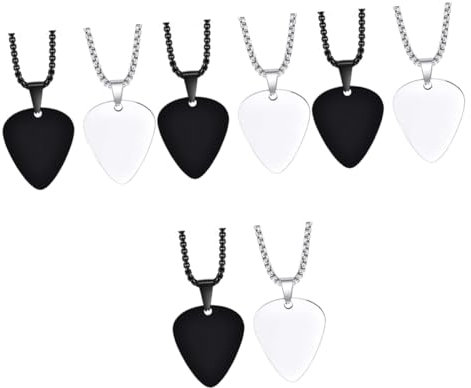 ibasenice 8stücke Edelstahl Gitarren-pick Halskette Mit Gravierbarem Herzanhänger Für Musikliebhaber Stilvoller Schmuck Für Männer Frauen Jungen Und Mädchen