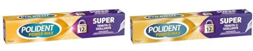 Polident Power Max, Super Tenuta + Sigillante, Adesivo per Protesi Dentale, Tenuta Salda Giornaliera, Gusto neutro, 70 g (Confezione da 2)
