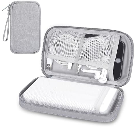 MHYMX Elektronik-Reise-Organizer, Reise-Kabel-Organizer, kleine Tech-Tasche, Universal-Ladegerät, Organizer, Tasche, tragbare Gadget-Tasche für Kabel, Powerbank, USB-Ladegerät, grau, Einheitsgröße