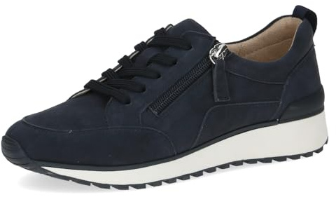 CAPRICE Damen Sneaker flach aus Leder mit Reißverschluss, Blau (Ocean Suede), 39 EU
