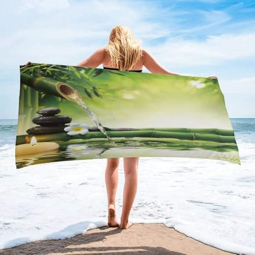Tizhweqo Bamboo Beach Towel, Asian Bamboo Beach Towels for Adults Kids Microfibre Travel Towel, Quick Dry Sand Free Lightweight Pool Towel for Swim, Bath, Travel Beach Towel 70x150 b1590