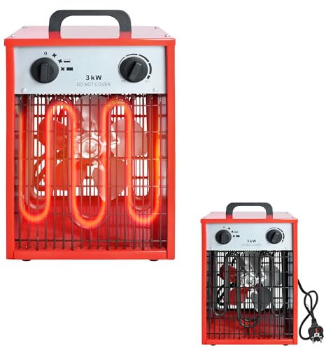 SUBTLETY 3000W Heizlüfter mit 4 Heizstufen, Überhitzungs- & Spritzwasserschutz Garten Elektrisch Heizkörper Ventilatoren Tragbare Elektroheizung für Zuhaus & Industrie