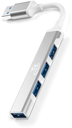 USB A U124A multiportsförlängare med 3.0/2.0 höghastighetsportar, 4-portars mini USB-portförlängare – kompatibel med bärbar dator, stationär PC – kompakt och bärbar design – svart