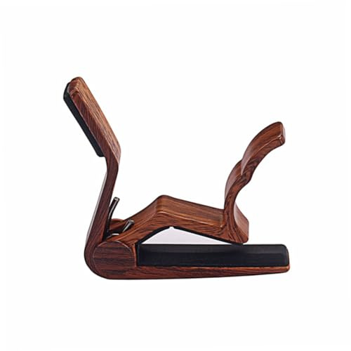 Gitarren Capo aus Aluminiumlegierung K37 für Akustikgitarre | Braune Holzoptik, für E-gitarre und Folk Gitarre, Präzise Klemme mit Fester Saitenspannung