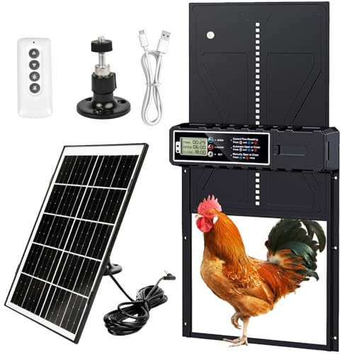 Grande sportello automatico solare per pollo, aggiornamento automatico automatico con timer, pannello solare da 7 W, anti-pin,display LCD, telecomando, porta automatica del pollaio