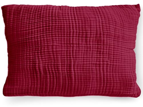 PinkZebra Bio-Musselin Kissenbezug 25 x 50 cm für Kinder & Erwachsene, weicher Kopfkissenbezug GOTS-Zertifizierung, Kissenhülle mit Reißverschluss, Made in EU, Chili