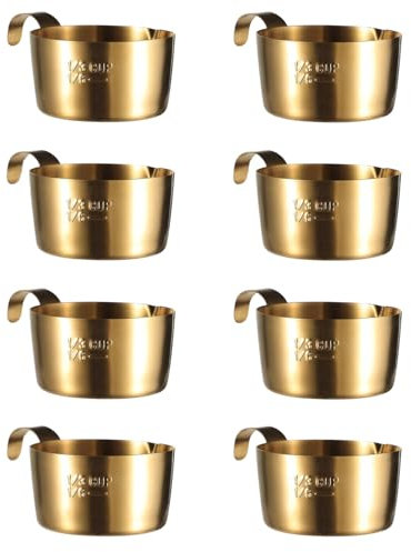 8PCS Dipping Bowls,Stainless Steel Small Milk Jug,Milk Jug Set Durable and Long-Lasting Sauce Dish,Dip Bowls,Suitable for Coffee Bar Home Kitchen Office Sushi Cereal Salad(Gold/2.4 * 2.1 * 1.29in)