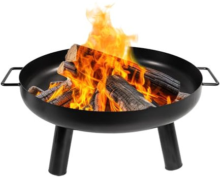 LEMODO Feuerschale für den Garten, Feuerstelle für Terrasse oder Balkon, Feuerschale 80 cm, Feuerkorb mit Zwei Griffen und DREI Standbeinen, Fire Pit Outdoor
