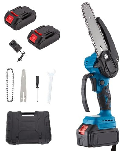 Motosierra Bateria de Mano 6 Pulgadas Motosierra Eléctrica Inalámbrica pequeña Motosierra de Mano Portátil para Podar Árboles de Jardinería y Madera