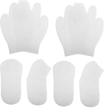 SOPOTUTU 8 Calzini e Guanti in Silicone Idratante Copertura Elastica per Piedi e Mani Protezione Outdoor Riutilizzabile per Secca e Screpolata
