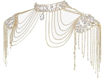 Moda Catena Della Spalla Con Cristalli Lega Gioielli Del Corpo Elegante Abito Abbellimento Decors Per Le Donne Alla Moda Decors Dichiarazione, Misura unica, come descritto