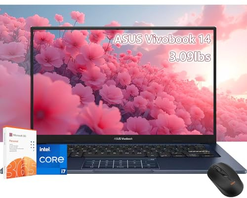 ASUS Vivobook 14 inch Laptop - Intel Core i7-1355U Beat AMD Ryzen 7 4700U -40GB RAM -1TB SSD -Windows 11 Pro -Office 365 One Year - School College Student - Business Computadora Portátil