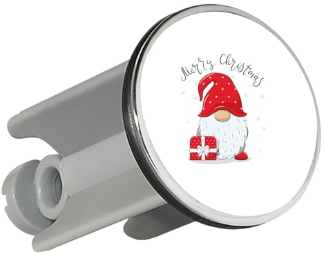 Huuraa Waschbeckenstöpsel Merry Christmas Wichtel Geschenk | Universal Stopfen 4cm höhenverstellbar Abflussstopfen Geschenkidee Stöpsel mit Motiv für das Waschbecken