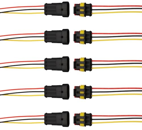 5 Stück Automobil Stecker, männlich, weiblich, elektrische Stecker mit Draht für Auto, LKW, Boote, andere Kabelverbindungen, Automobil