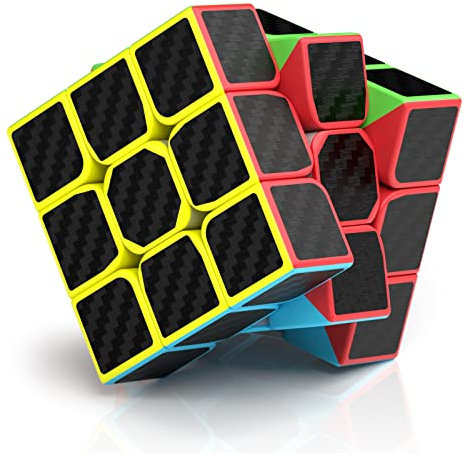 ROXENDA Zauberwürfel Kohlefaser Speed Würfel Super-haltbarer Aufkleber mit Lebhaften Farben (3x3x3)