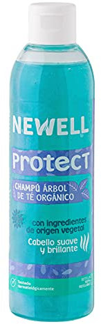NEWELL | CHAMPÚ ANTIPIOJOS PROTECT | Ideal Para Niños | Ingredientes de Origen Vegetal | No Daña ni Engrasa el Cabello | Botella 250 ml 100% Reciclada y Reciclable
