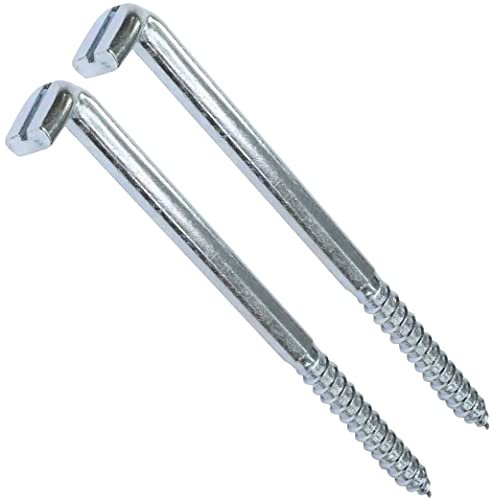 AERZETIX - C48192 - Set di 2 - Gancio a L Ø7x126mm - viti filettate in legno - cerniera tallone a vite - cerniera a vite quadrata a pitone