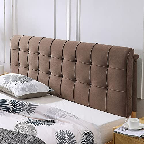 ZZYK Gepolstertes Kopfteil Kissen, Einfarbiges Bett Rückwand Wandkissen Tatami Schlafzimmer Samt Kopfteil Rückenlehne Stützkissen Übergröße Abnehmbares Kopfteil,Kaffee,No Headboard 70.8