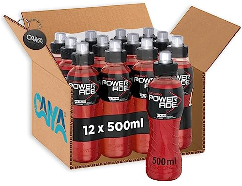 12X Powerade Blood Orange Bevande Energetica per Sportivi all'Arancia Rossa con Poche Calorie 500ml [CAIYA® BOX da 12 Confezioni]