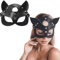 BOOSHMall Catwoman Maske, Katze Maske Damen, Halbgesicht Katze Leder, Schwarze Leder Catwoman Maske, Cosplay Maske für Halloween Party, Maskerade Fasching Karneval