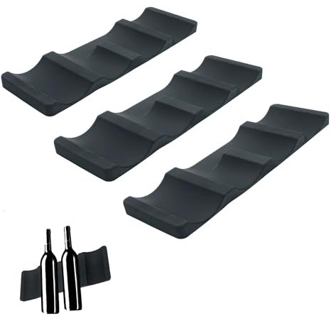 3 portabottiglie per frigorifero, in silicone, per conservare birra, acqua minerale, bevande in scatola (Nero)