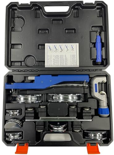 Jargrovs Pipe Bender, Manual Tube Bender, Manual Pipe Bender, Copper Pipe Bender, 6-22 mm (1/4-7/8 Inch) with 7 Moulds, Copper and Aluminium Pipe Benders 0-90°