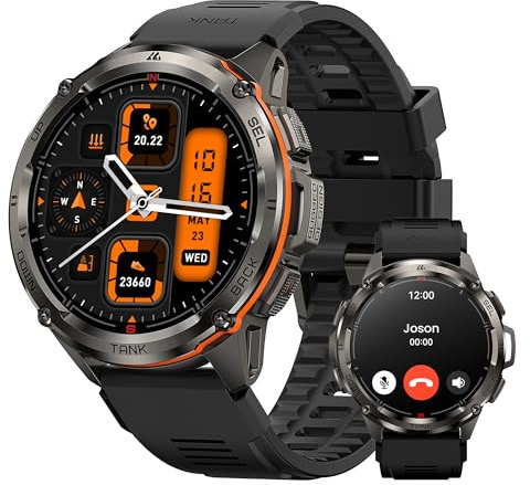 AMAZTIM GPS Smart Watch for Men, 6 Satellite Positioning, Compass, Stainless Steel Body, 50M Waterproof, 470mAh Extra-Large Battery, Answer/Make Call, 1.43 AMOLED Screen, Compatible for Android iOS