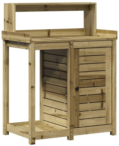 vidaXL Table de Rempotage avec Étagères, Table de Plantation avec Rangement, Banc de Rempotage, Table à Plantes Jardin, Bois de Pin Imprégné