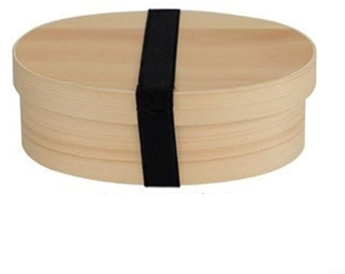 HEBEOT Lonchera de madera, lonchera para adultos/niños, 650 ml, caja de madera, 18,5 x 12,5 x 6 cm (elipses beige)