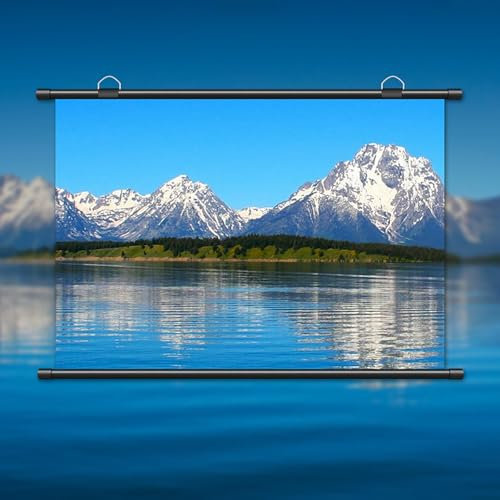 Projector Screen Pull Up, Simple Bar Wall Mountable 4:3/16:9 Ratio HD Projection Screen, Non Crease Screen Projector Curtain For Home Theater Cinema Indoor Outdoor Projector Movie Screen(White fibergl