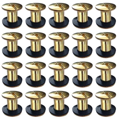 SHSMPXOY 20 Kits Vis Chicago Screws,M5*8mm Vis de Livre,Rivet a Visser de remplacement en métal pour sacs, livres, colliers, sacs à dos, laisses de chien, laisses (Or) ﻿