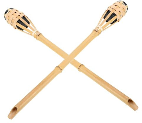 FOYTOKI 2pezzi Fiaccole Bamboo Per Esterni Da Torce Decorative Per Giardino e Feste Illuminazione Calda Per Eventi e Cerimonie Facile Da Installare e Resistente Stile Elegante e Naturale