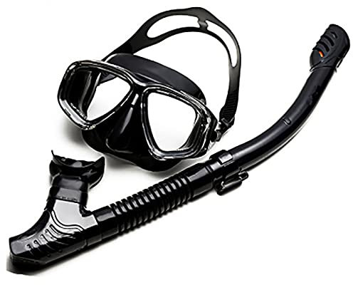 YJYJY Schnorchelset, Dry Top-Schnorchelmaske, Anti-Beschlag- und Anti-Leck-Schwimm-Tauchmaske, schlagfestes Panorama-Hartglas für Männer, Frauen, Jugendliche und Junioren